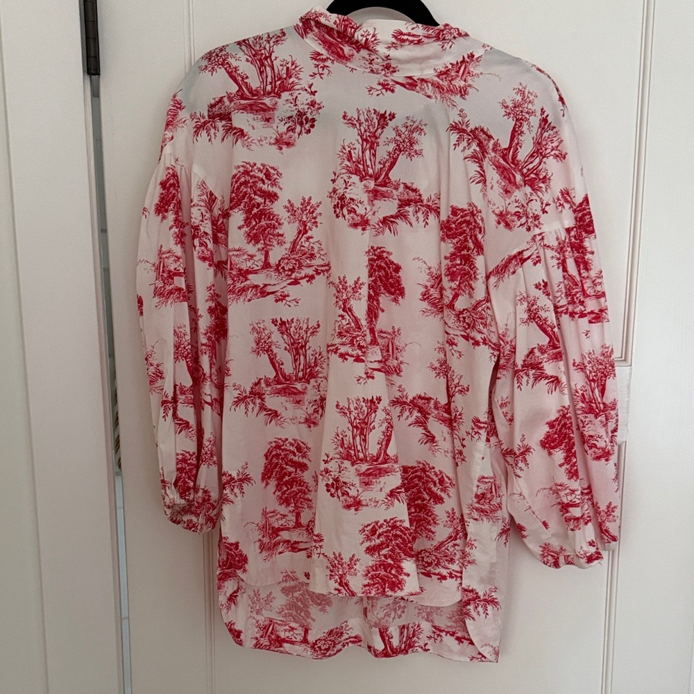Cara Cara Red and White Toile Print Top